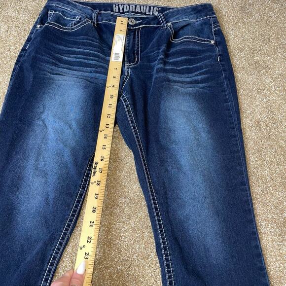 Hydrolic HYDRAULIC capri cropped denim jeans embellished pockets SZ 16 - Picture 4 of 8